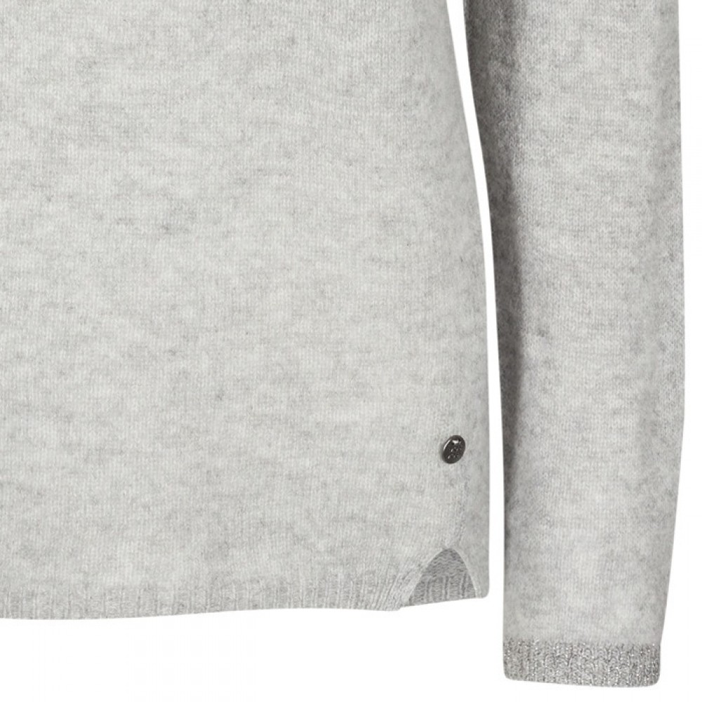 Mos Mosh strikbluse - Sophia O-neck Cashmere, Grey Melange