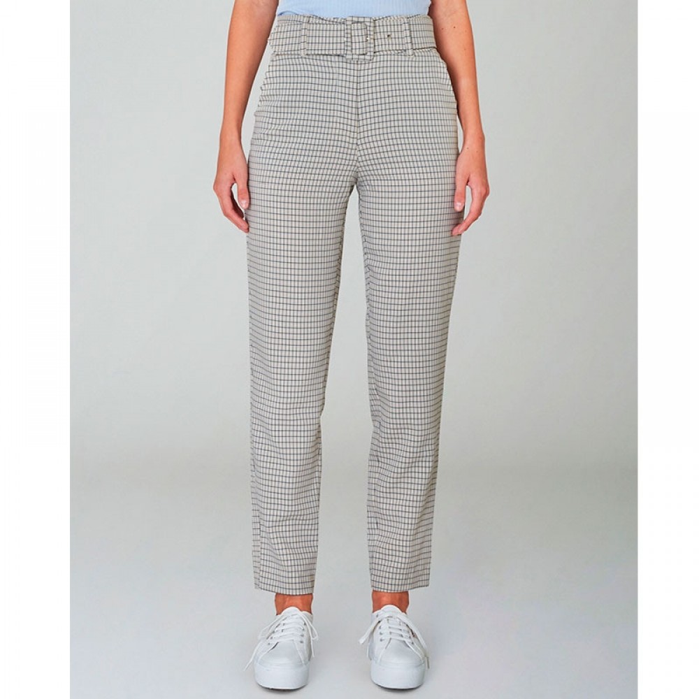 2nd One bukser - Kaia 471 Pants, Belted Spring Check 