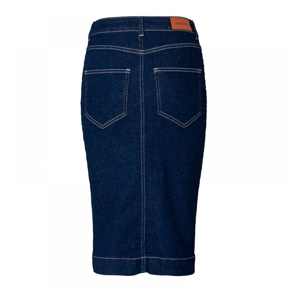 2nd One nederdel - Willow 601 Skirt, Raw Blue Stitch