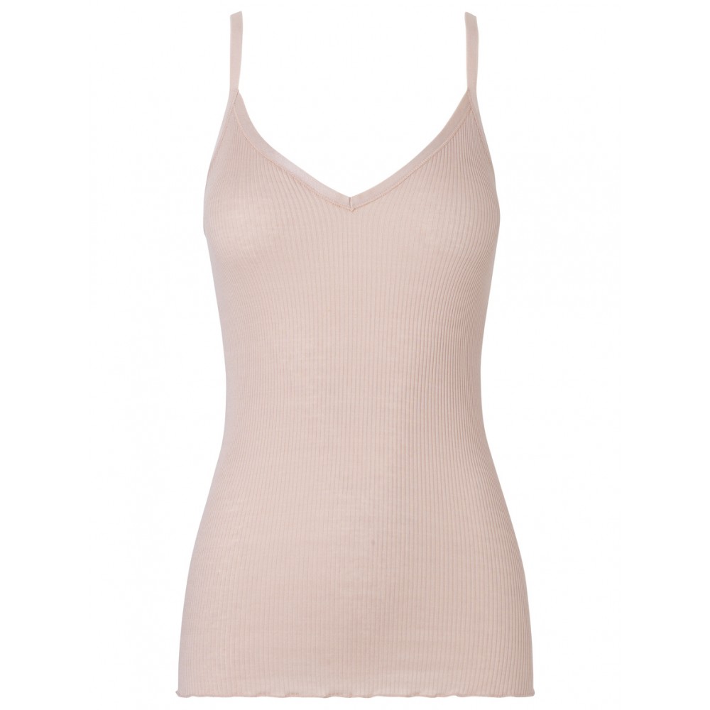 Rosemunde silketop - Silk top regular w. reg. length, Cream Tan