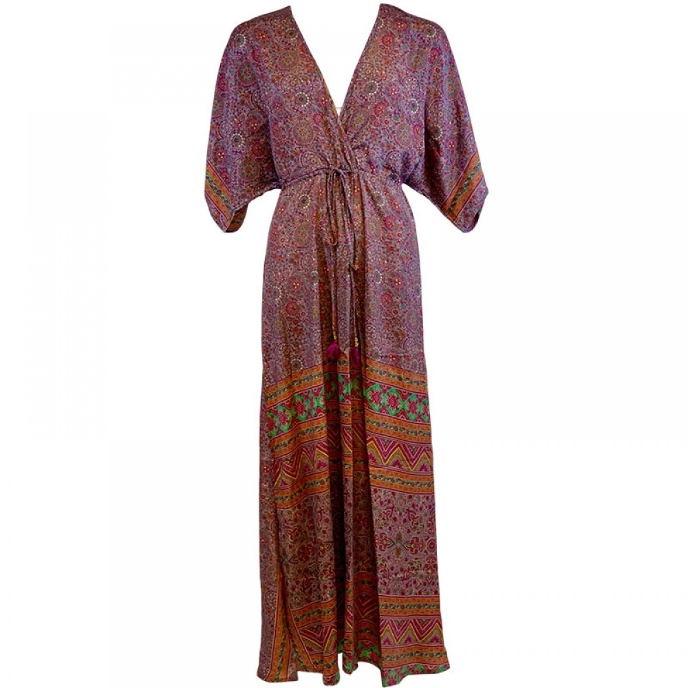 Black Colour kjole - LUNA Long Dress, Purple 