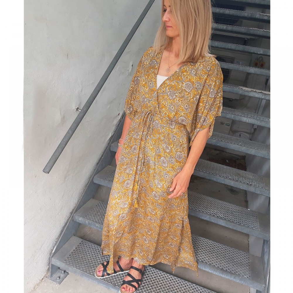 Black Colour kjole - LUNA Long Dress, Yellow Fairy