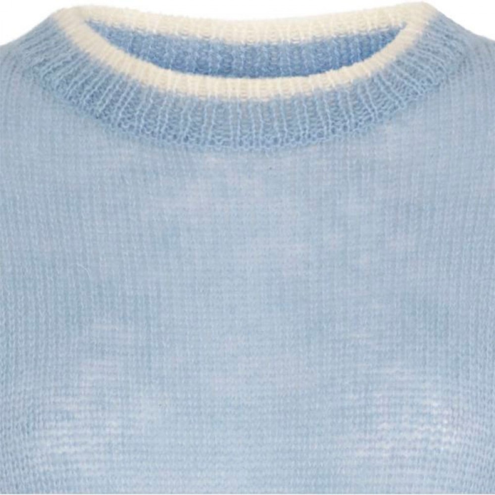 Bruuns Bazaar strikbluse - Cynthia Frida Pullover, Heather Blue
