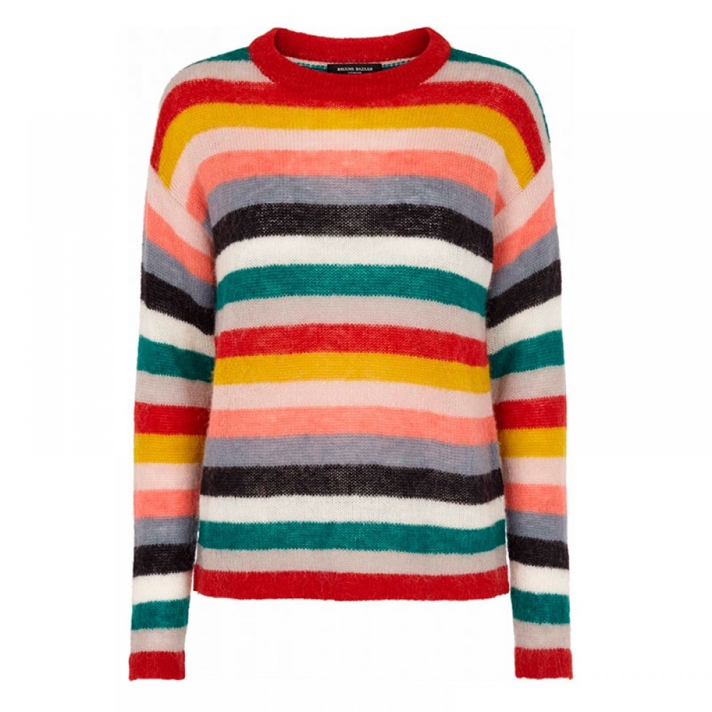 Bruuns Bazaar strikbluse - Penelope Alina Pullover, Multi Color 