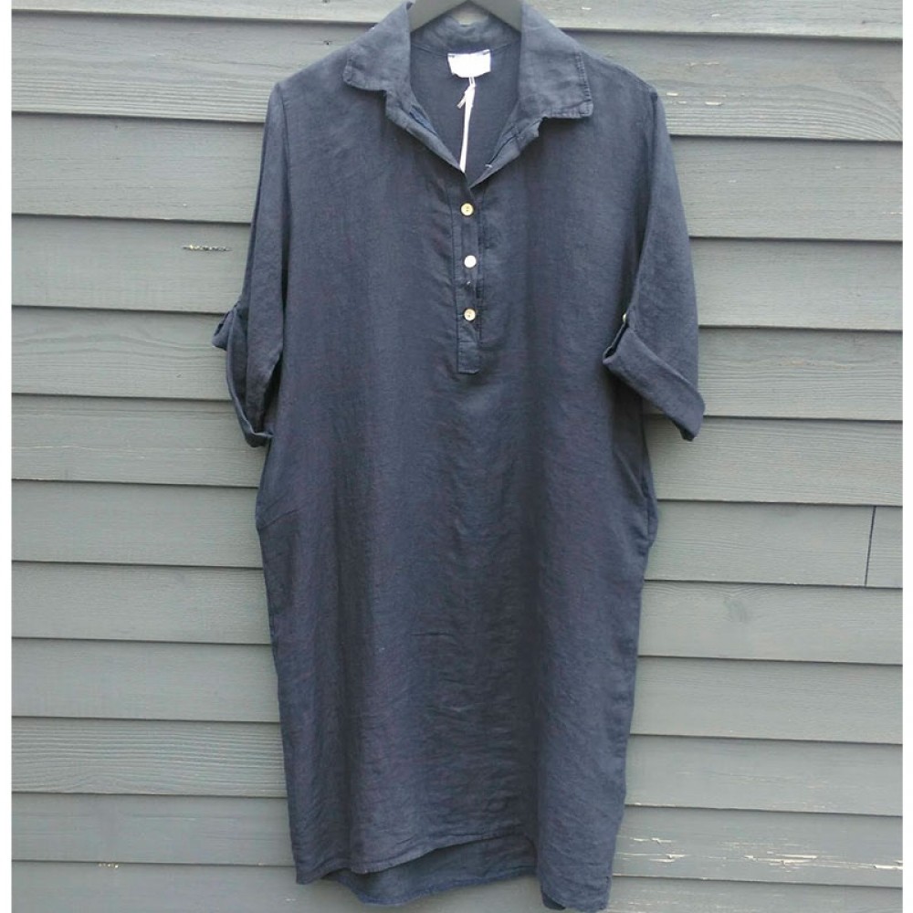 Cabana Living hørkjole - Dress Lino 3008, Navy
