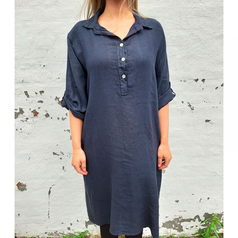 Cabana Living hørkjole - Dress Lino 3008, Navy