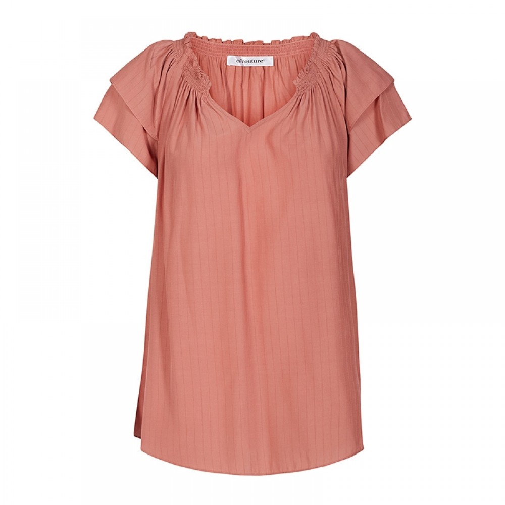 Co'couture bluse - Sunrise Stripe Top, Rose