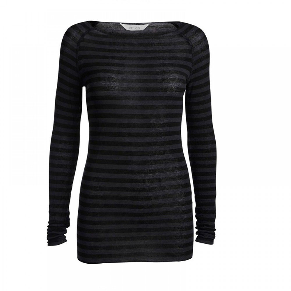 Gai + Lisva bluse - Amalie Medium Stripe, Dress Blue/Black Stripe