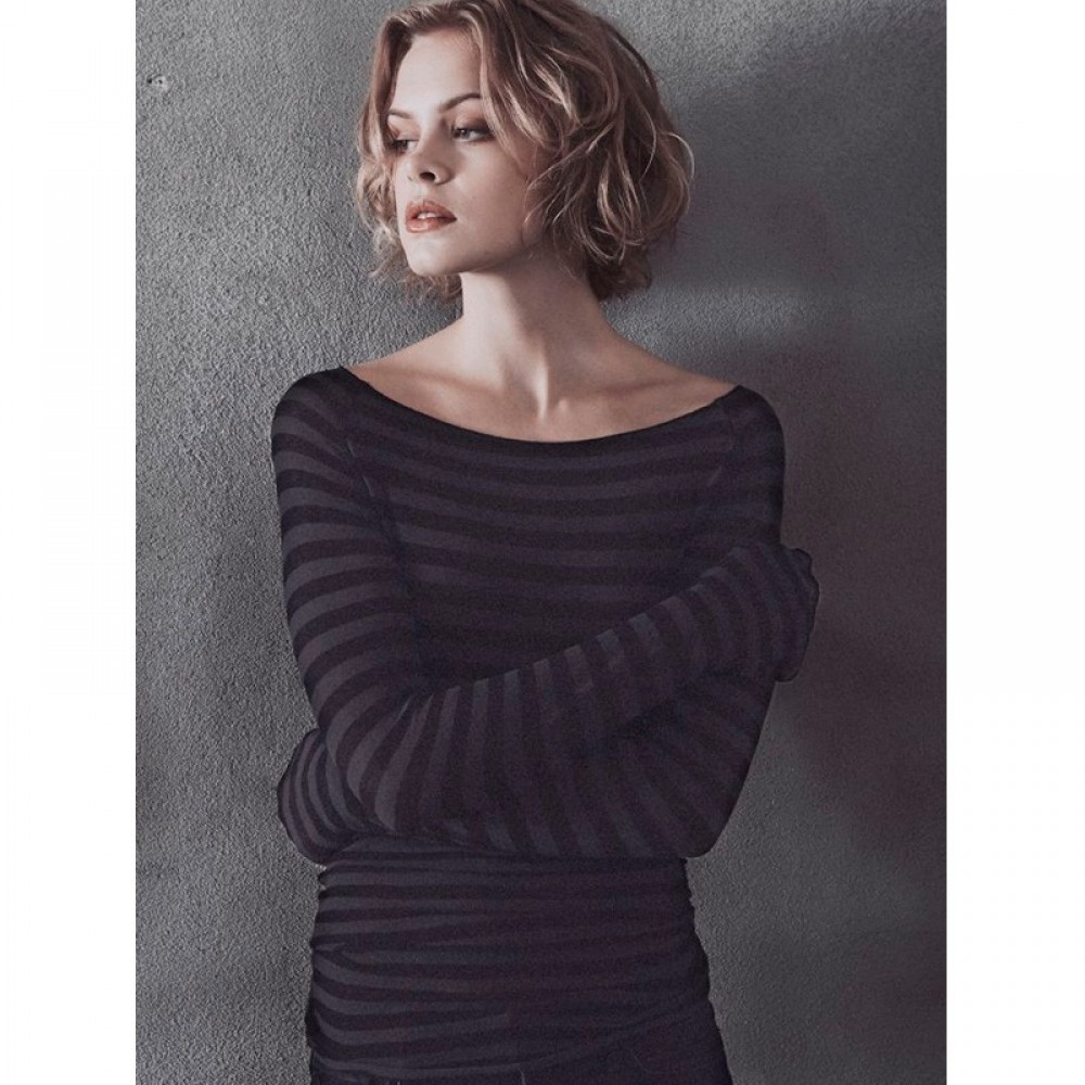 Gai + Lisva bluse - Amalie Medium Stripe, Dress Blue/Black Stripe