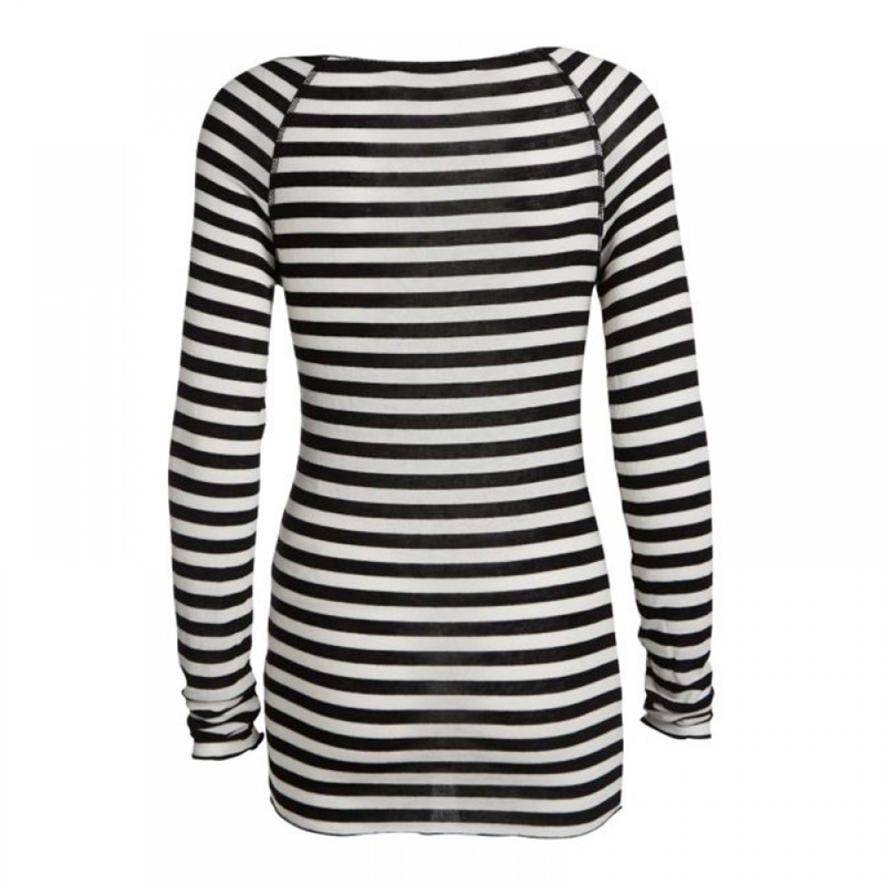 Gai + Lisva bluse - Amalie Medium Stripe, Off White / Black