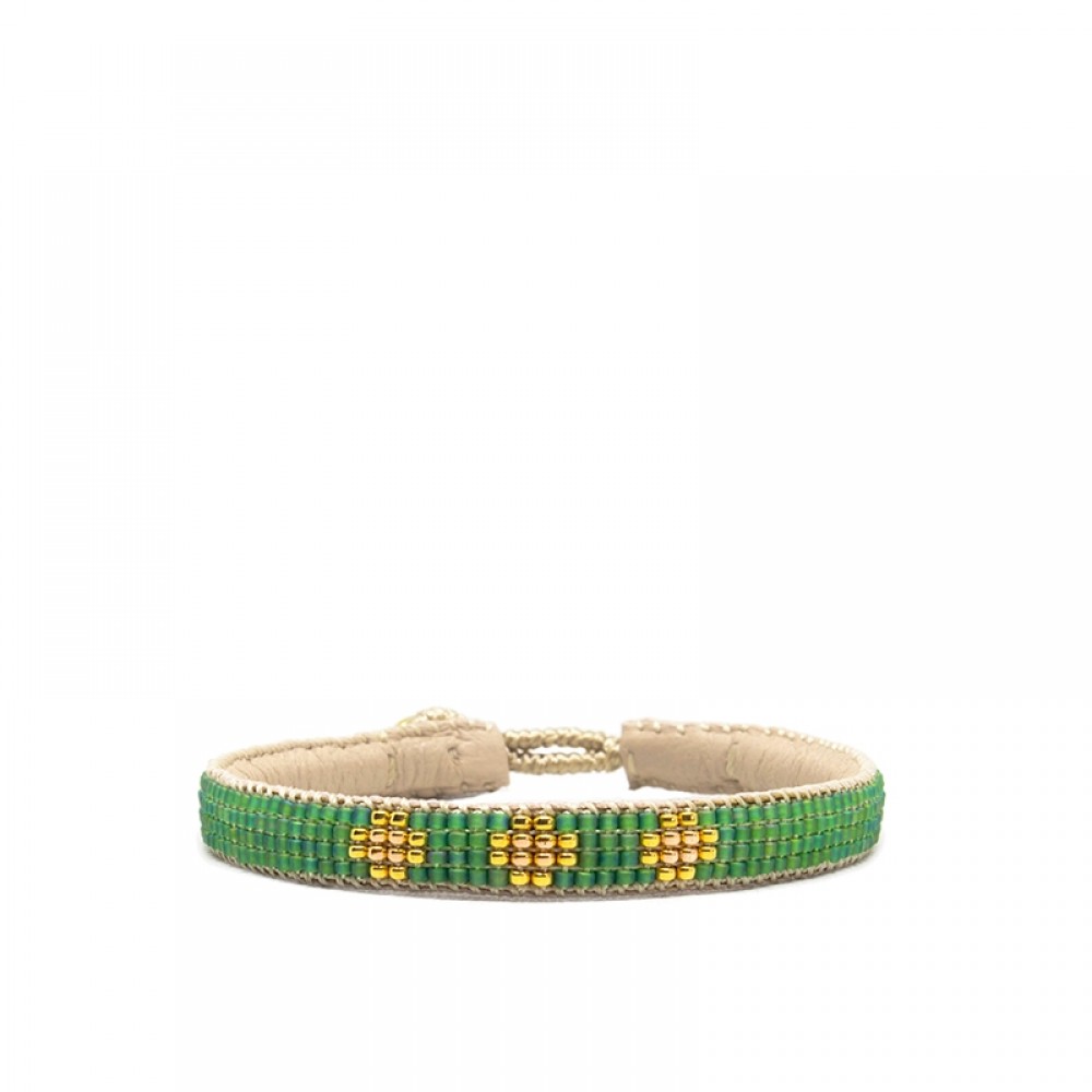 Ibu Jewels armbånd - Three Flower, Green