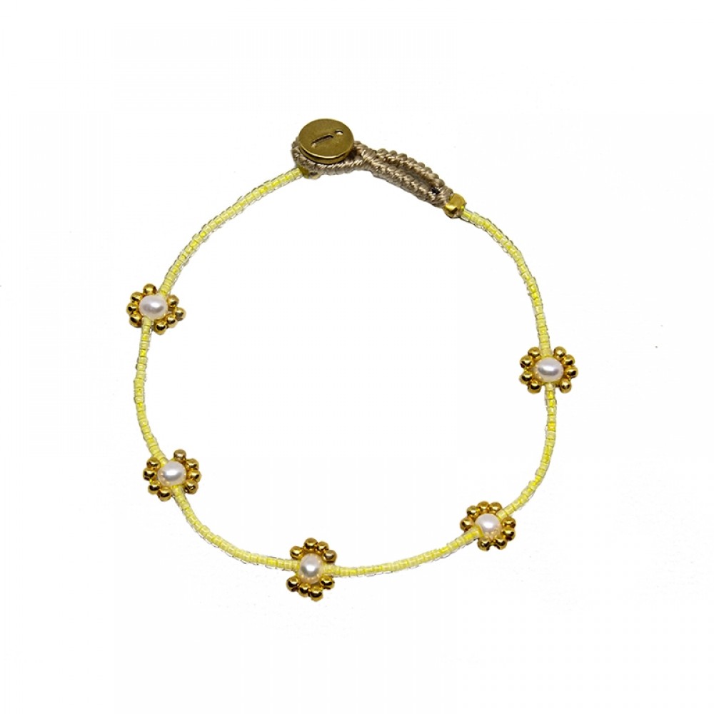 Ibu Jewels armbånd - Lulu Flower, Yellow