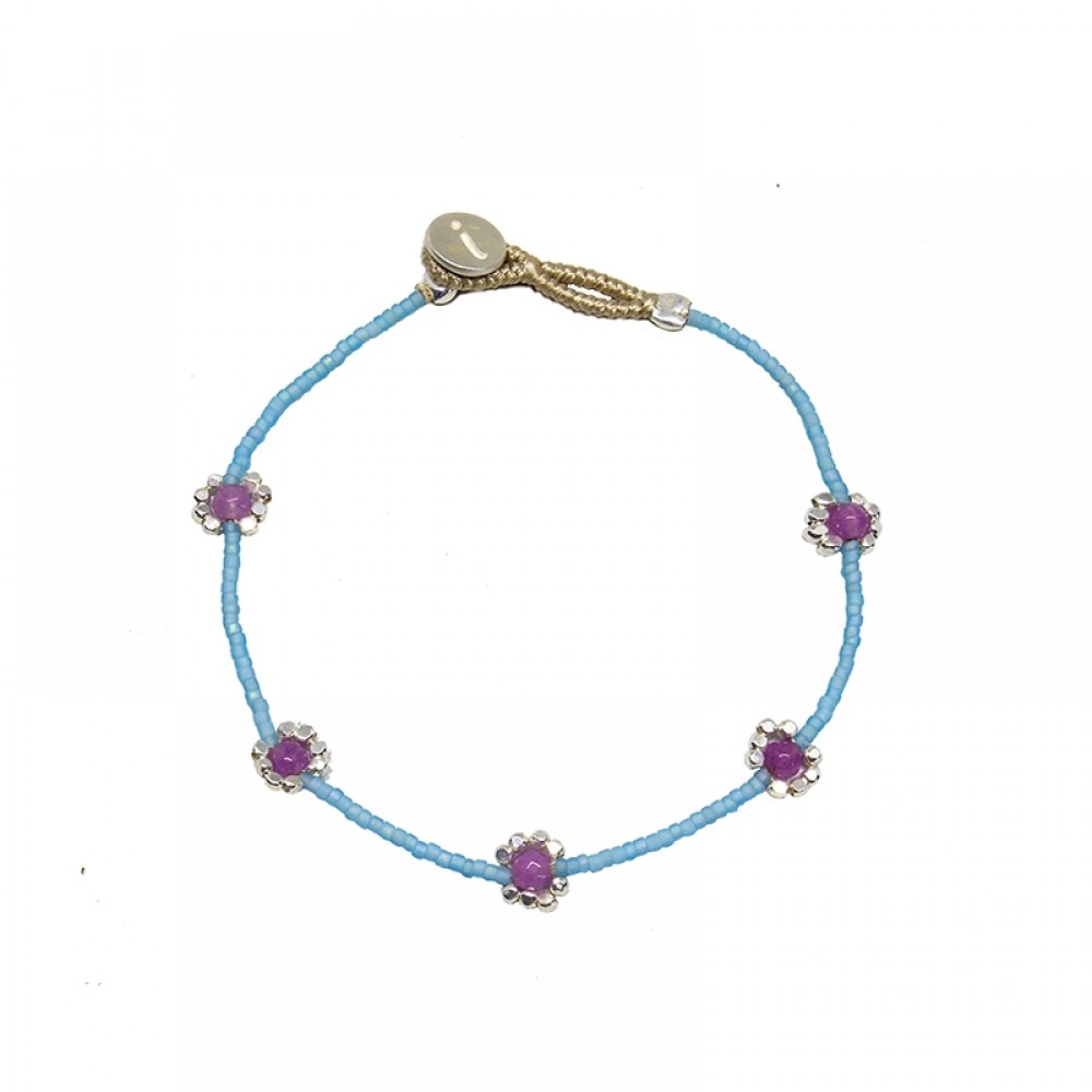Ibu Jewels armbånd - Lulu Flower, Blue