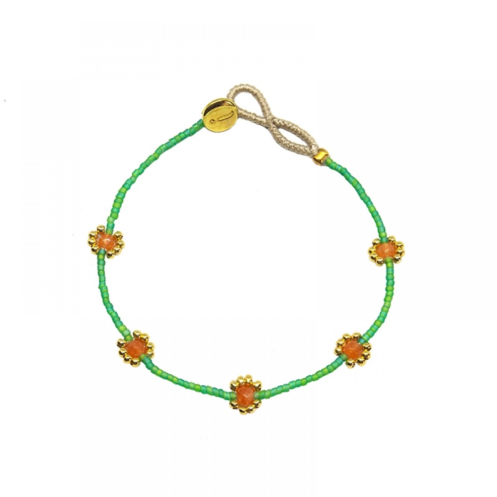 Ibu Jewels armbånd - Lulu Flower, Green