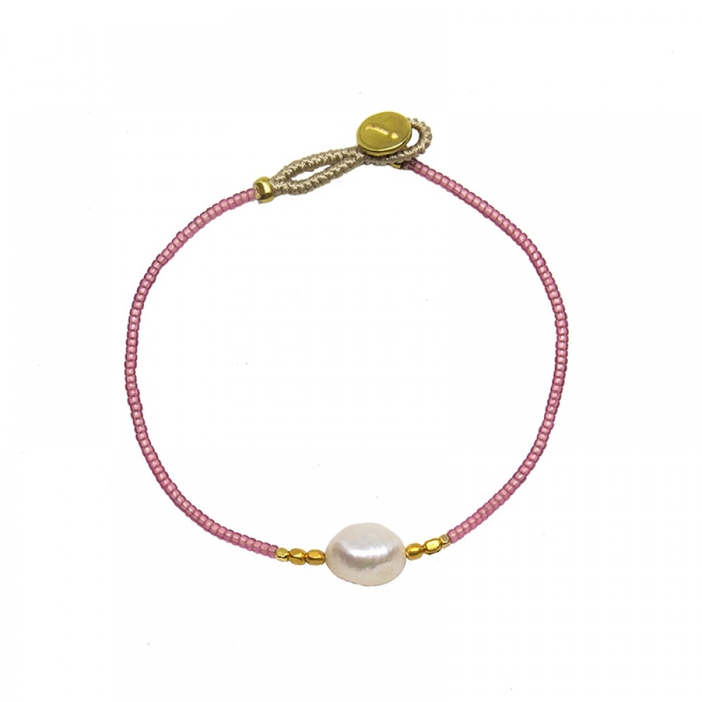 Ibu Jewels armbånd - Lulu Queen Pearl, Pink