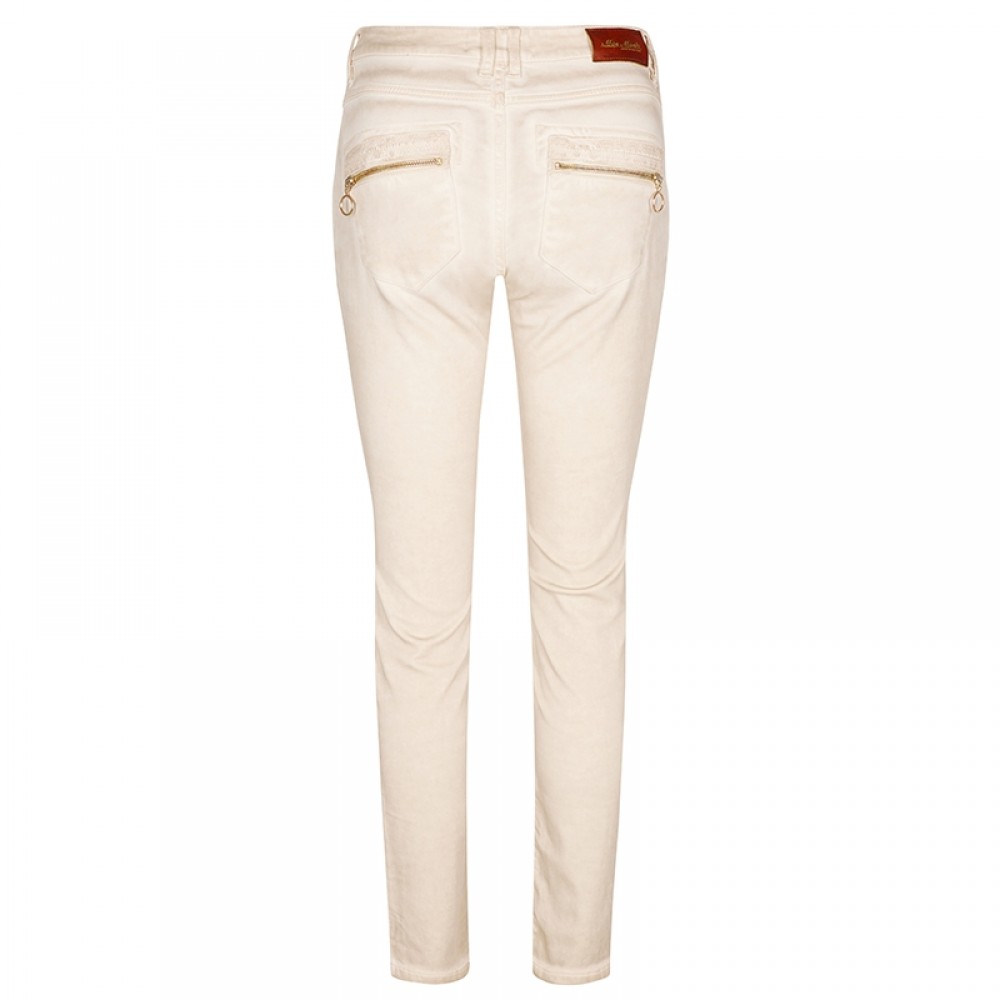 Mos Mosh bukser - Naomi Embroidery Soft Pant, Soft Beige