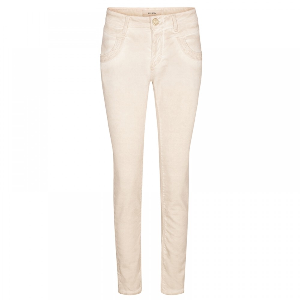 Mos Mosh bukser - Naomi Embroidery Soft Pant, Soft Beige