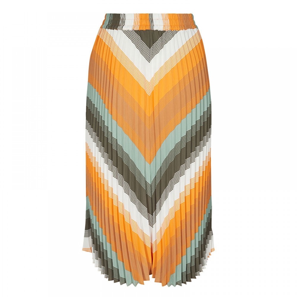 Mos Mosh nederdel - Plissé Bella Skirt, Sun Orange Stripe 