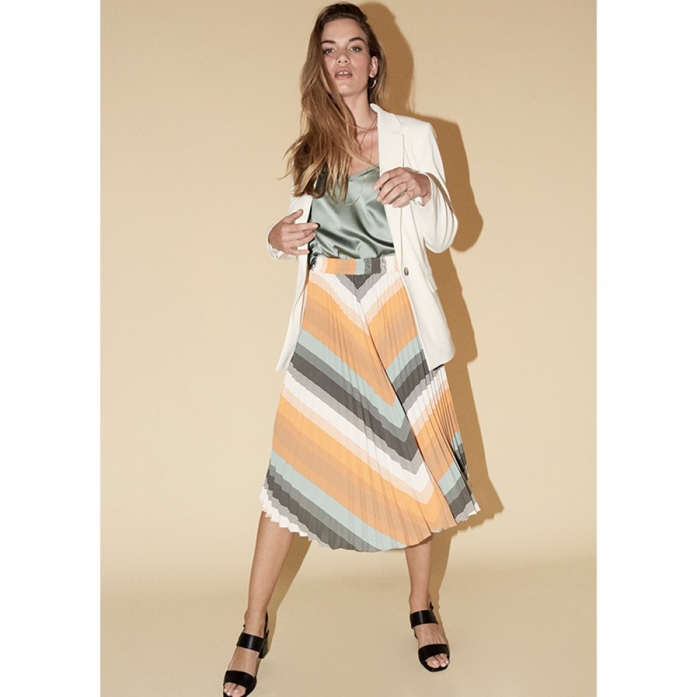 Mos Mosh nederdel - Plissé Bella Skirt, Sun Orange Stripe 