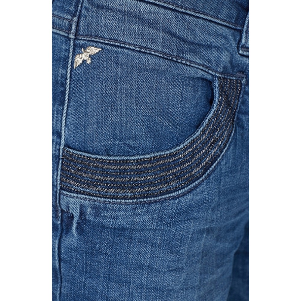 Mos Mosh jeans - Naomi Shine Stitch, Dark Blue Denim