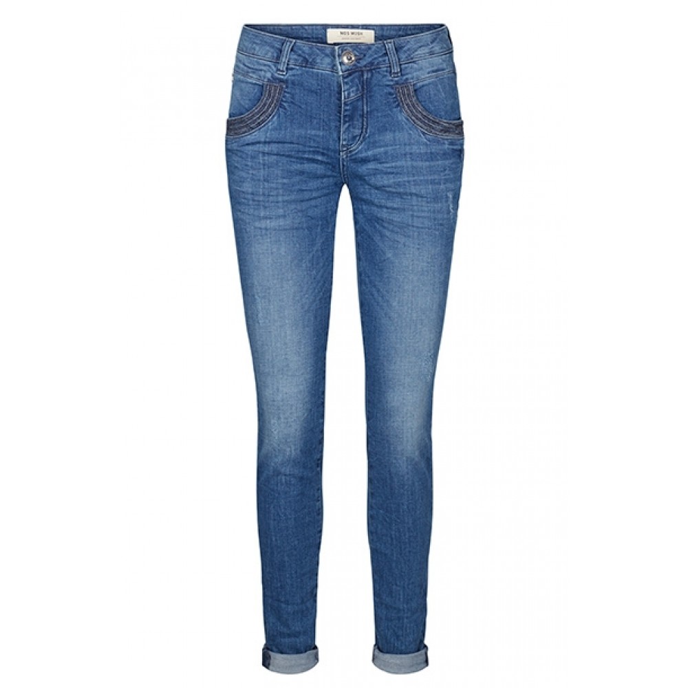 Mos Mosh jeans - Naomi Shine Stitch, Dark Blue Denim