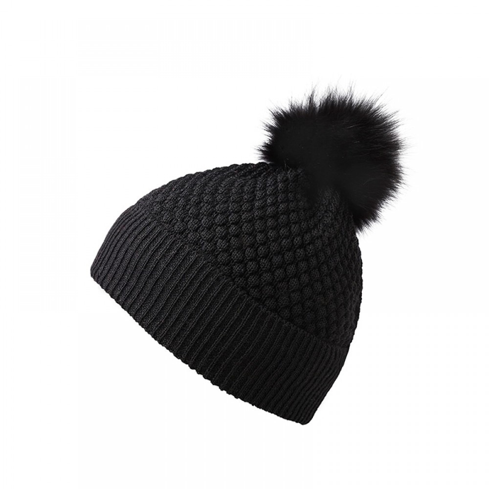 MP Denmark hue - CHUNKY OSLO Beanie w. fur, Black