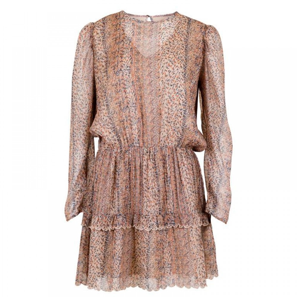 Neo Noir kjole - Cannes Printed Dress, Floral Wind Beige