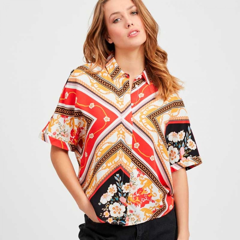 Object bluse - Dina SS Shirt Top, Poppy Red