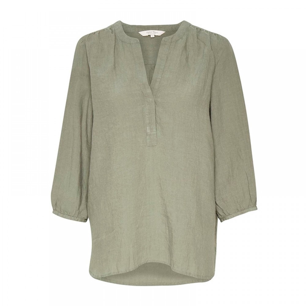 Part Two hørbluse - Lydia Blouse, Vetiver