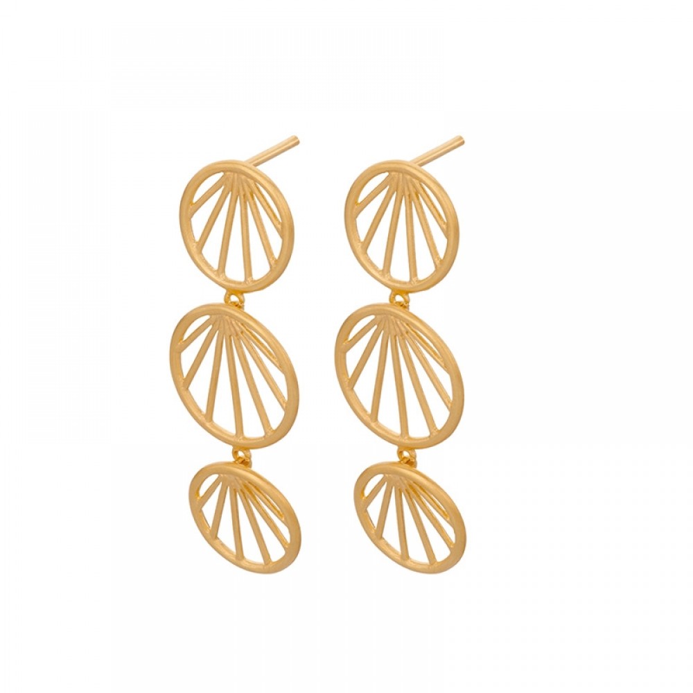 Pernille Corydon øreringe - Sunray Earrings 35 mm, Guld 