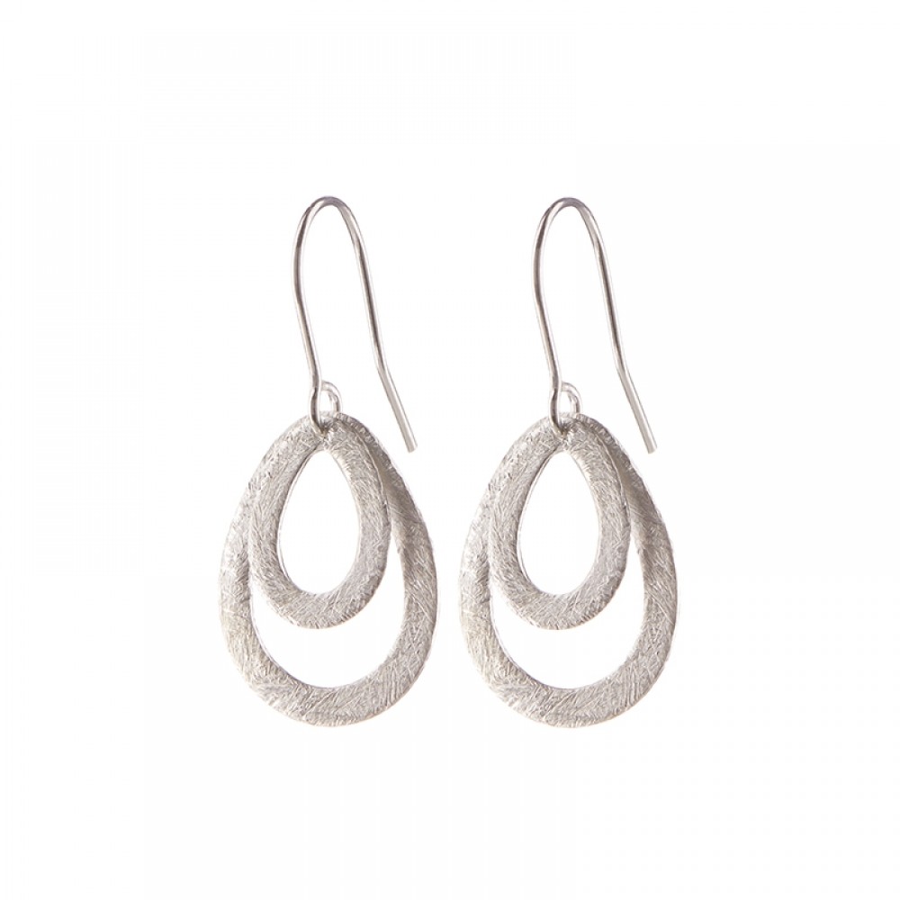 Pernille Corydon øreringe - Mini Double Drops, Sølv