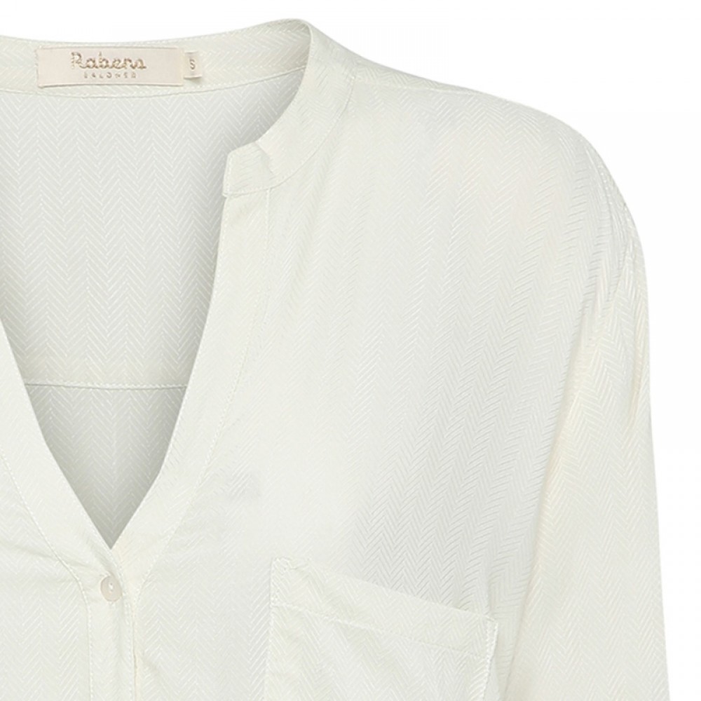 Rabens Saloner bluse - Etna Herringbone Classic Shirt, Milk