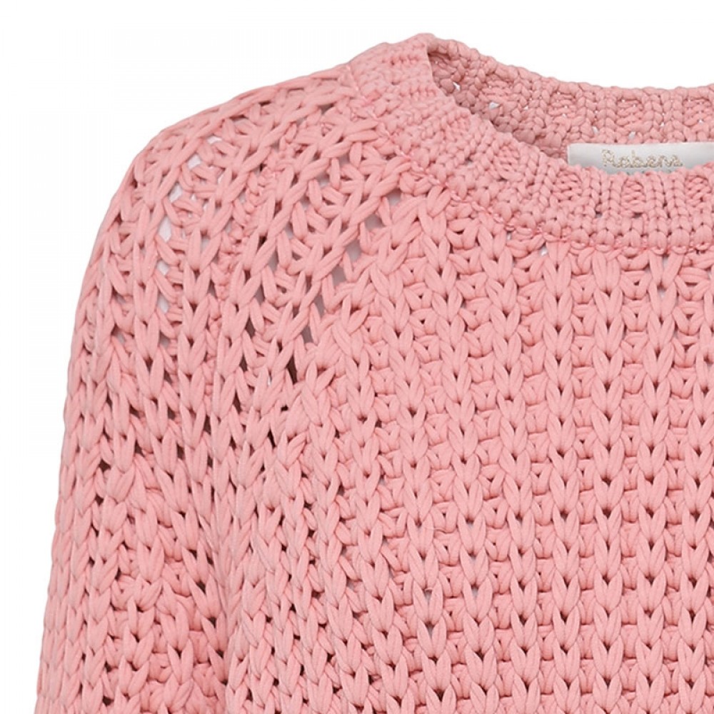 Rabens Saloner strikbluse - Rope Knit Boxy Sweater, Rose