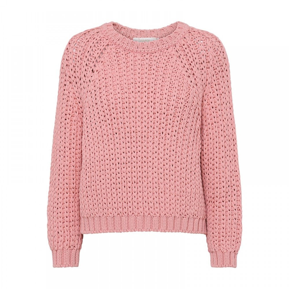Rabens Saloner strikbluse - Rope Knit Boxy Sweater, Rose
