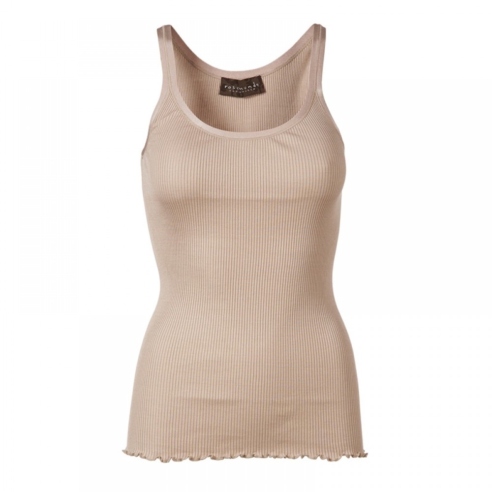 Rosemunde - Silk top regular w/elastic band, Cacao