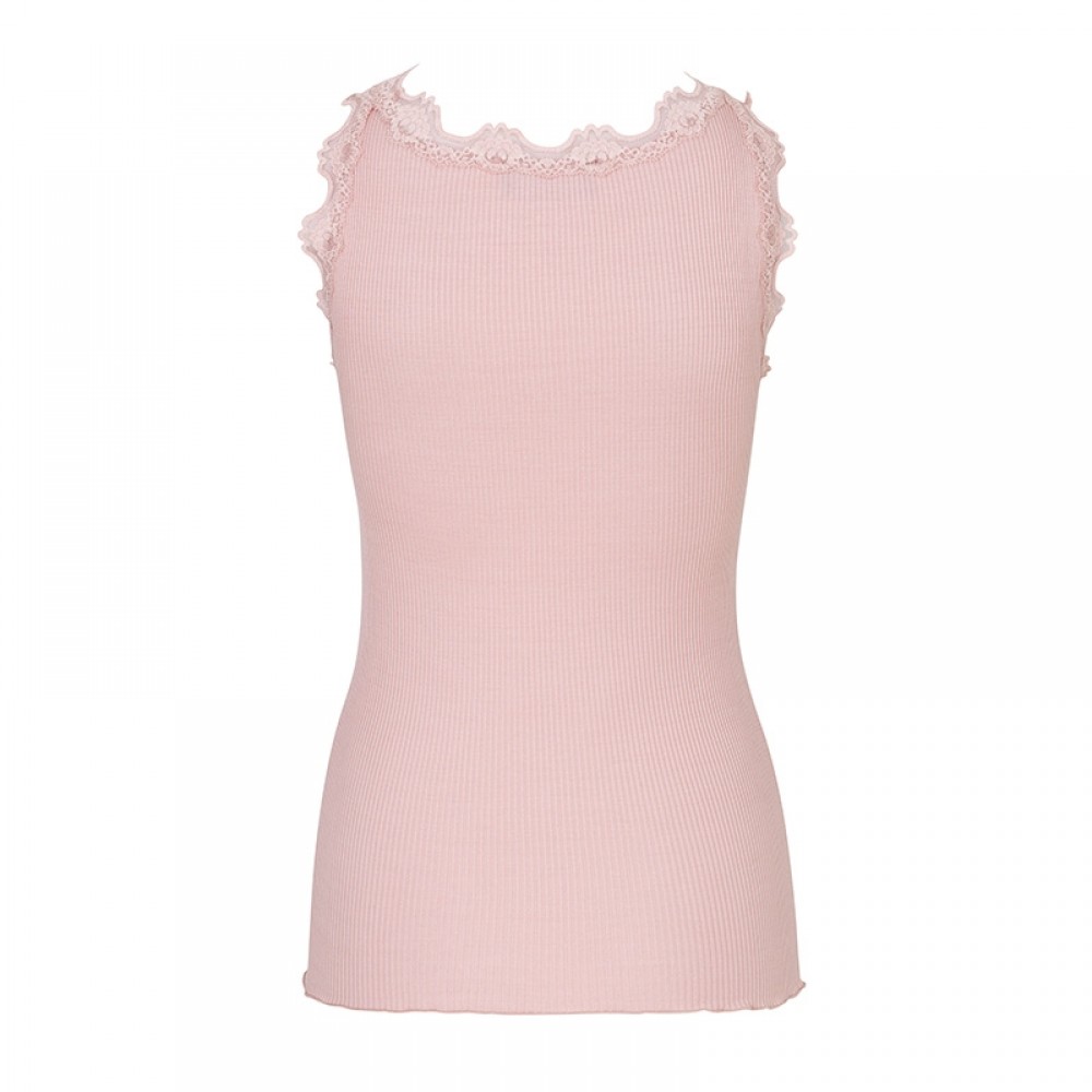 Rosemunde - Silk top regular w/vintage lace, Zephyr Rose