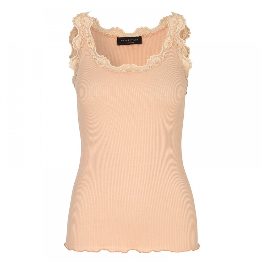 Rosemunde - Silk top regular w/vintage lace, Nude 