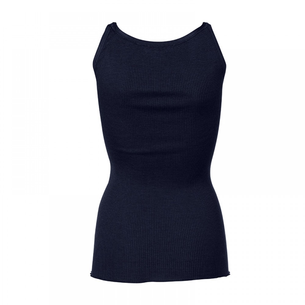 Rosemunde - Silk top regular w/elastic band, Navy