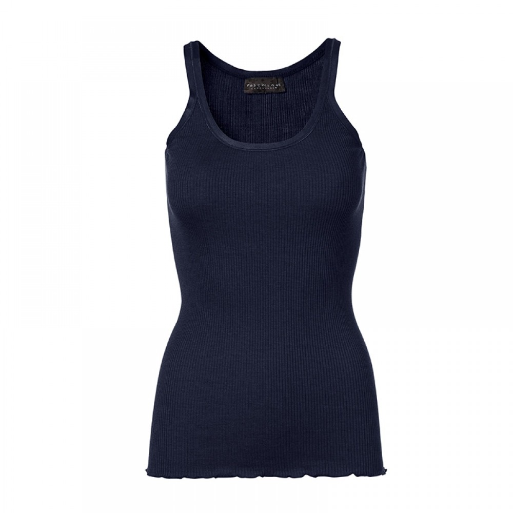 Rosemunde - Silk top regular w/elastic band, Navy