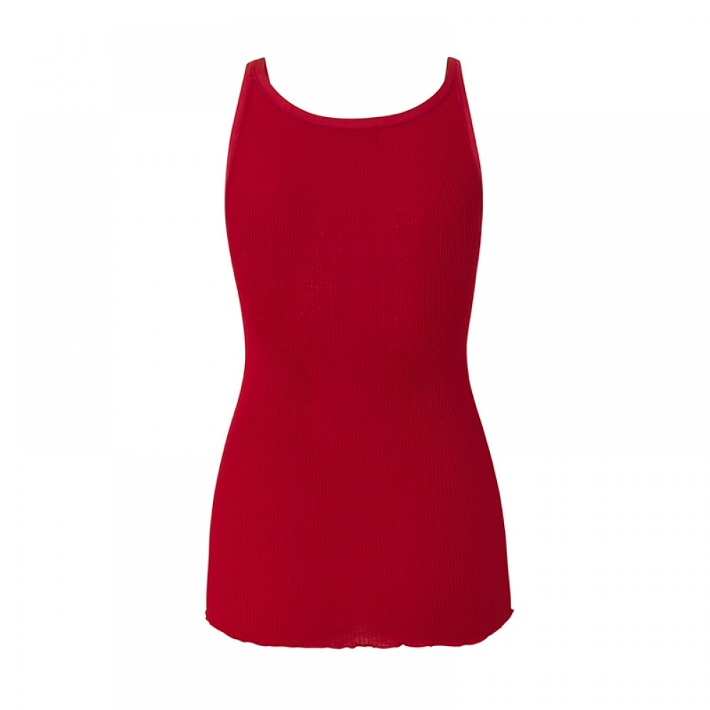 Rosemunde - Silk top regular w/elastic band, Deep Red