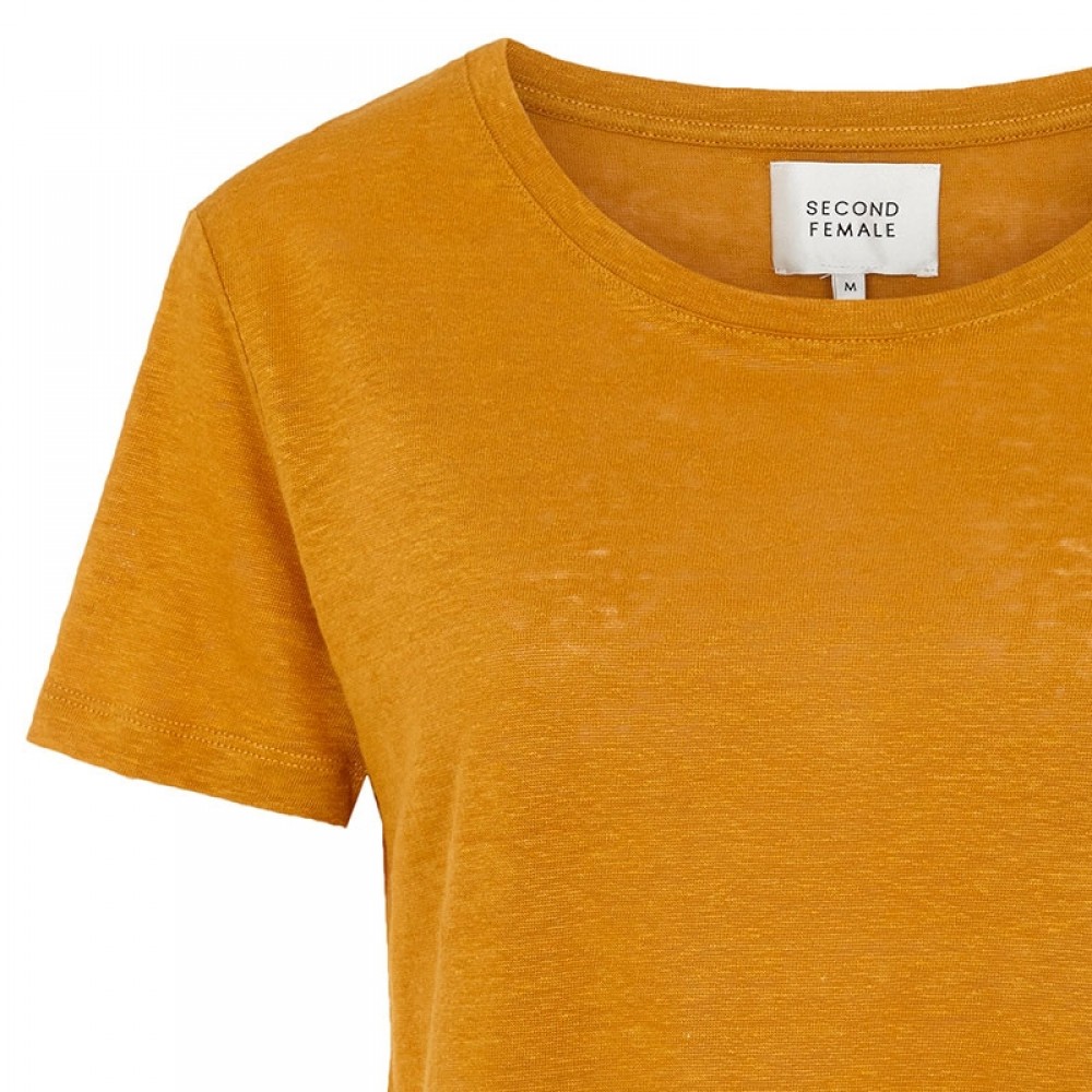 Second Female hørbluse - Peony O-neck Tee, Inca Gold