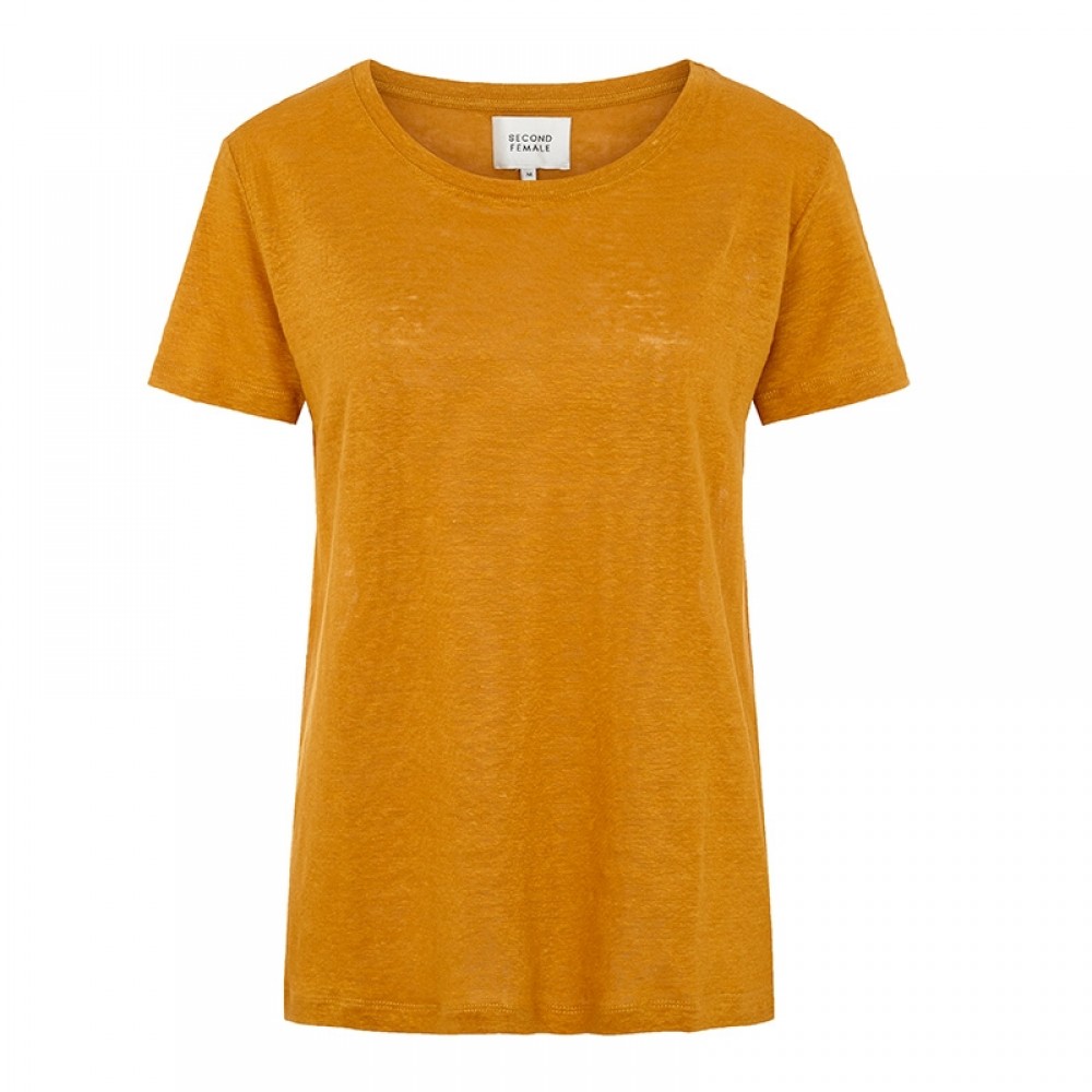 Second Female hørbluse - Peony O-neck Tee, Inca Gold
