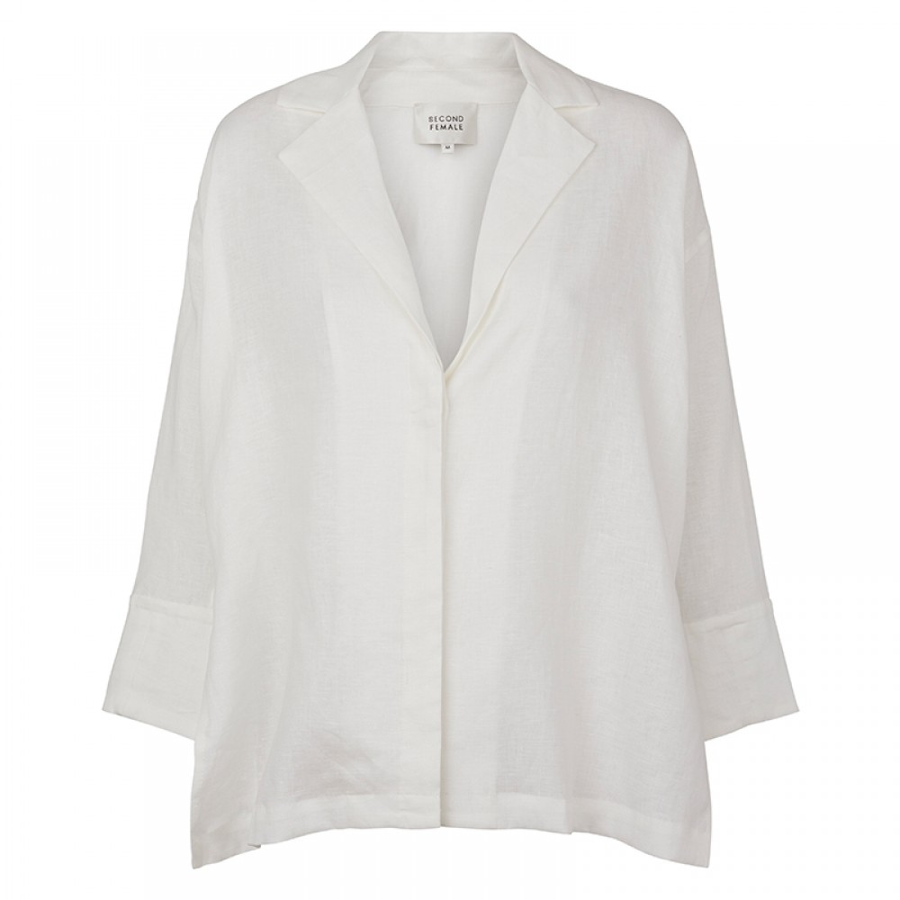 Second Female hør-frakke - Avia Shirt Jacket, White