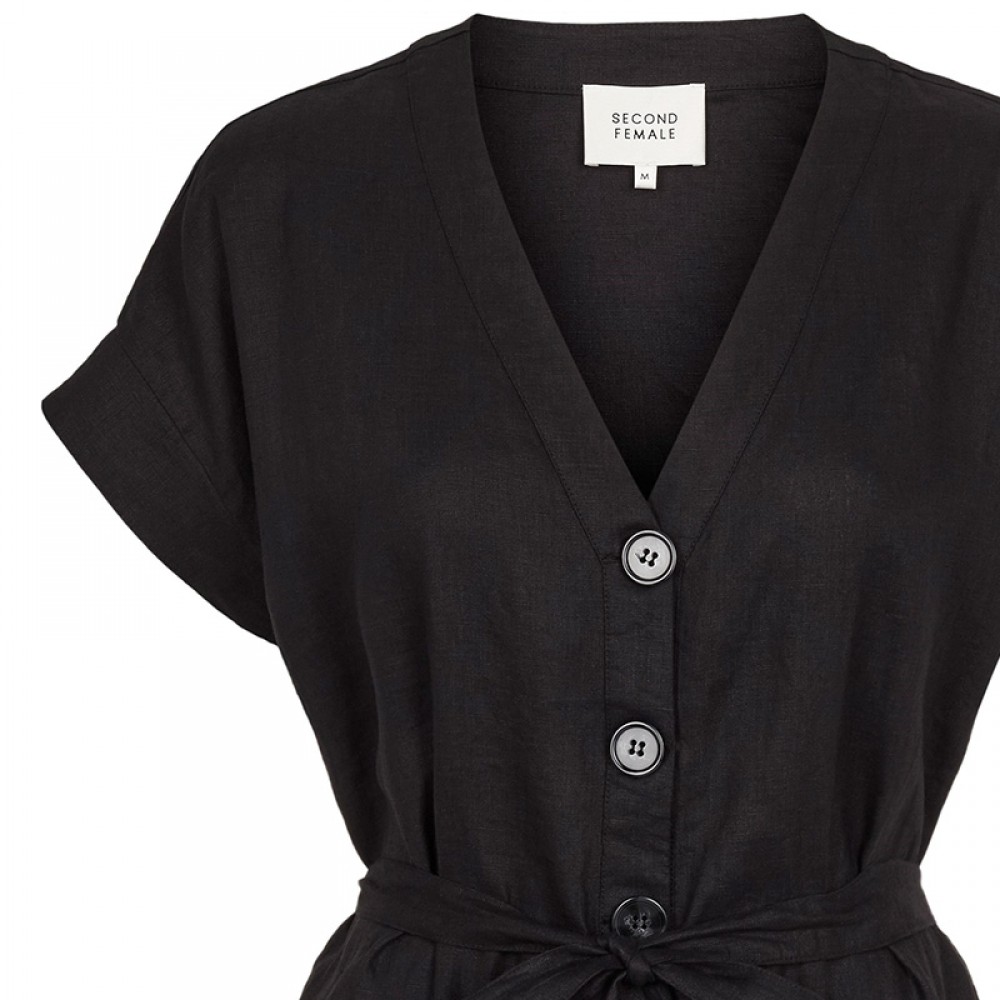 Second Female hør kjole - Raya Dress, Black
