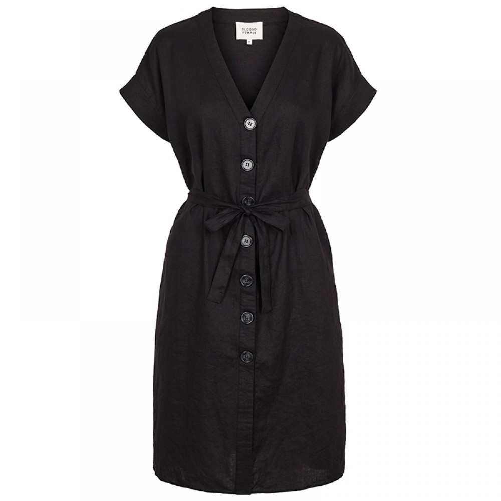 Second Female hør kjole - Raya Dress, Black