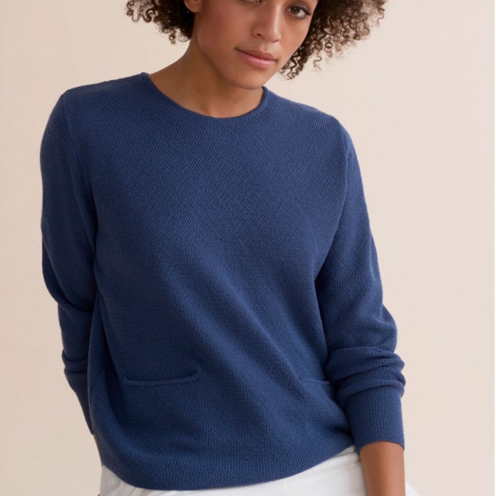 Sibin/Linnebjerg strikbluse - COMO, Dark Denim