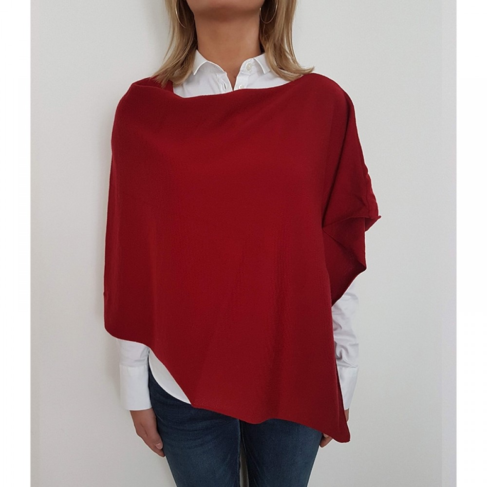 Sibin/Linnebjerg poncho - PARIS, Deep red 3620