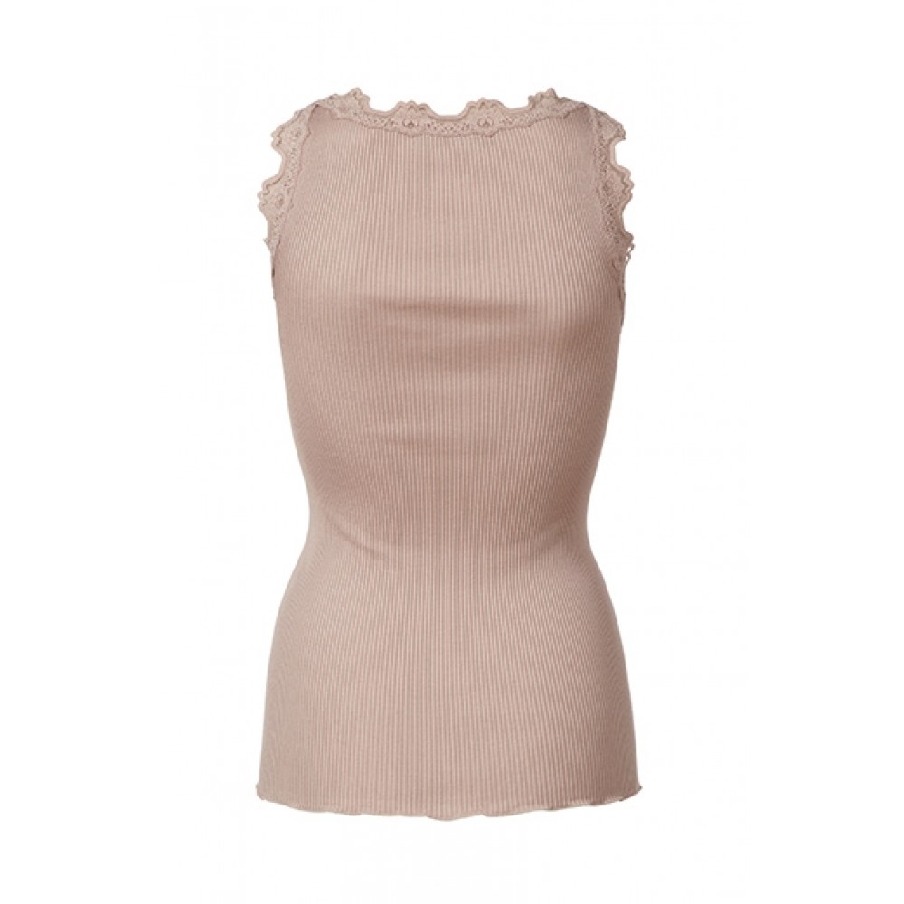 Rosemunde, silk top regular w/vintage lace, Vintage Powder