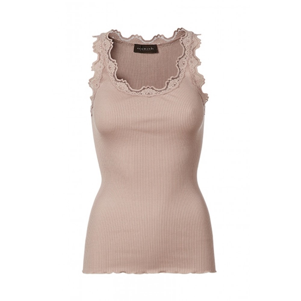 Rosemunde, silk top regular w/vintage lace, Vintage Powder