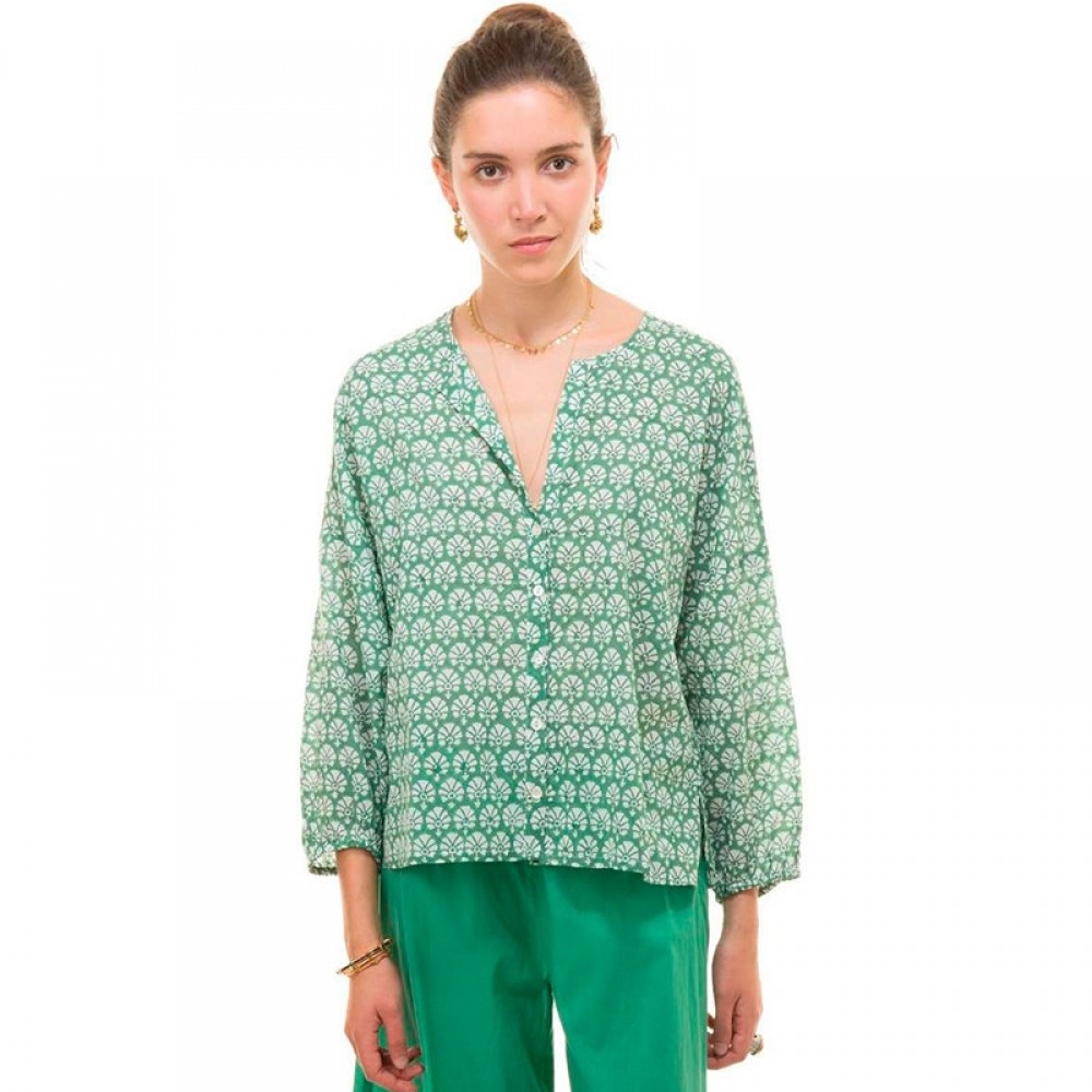 ZEN ETHIC bluse - Top Carla Birdy, Vert 